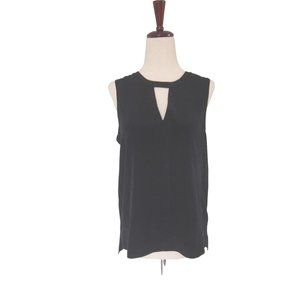 Tibi Womens Top 4 Blouse 100% Silk Black Sleeveless Keyhole Shell